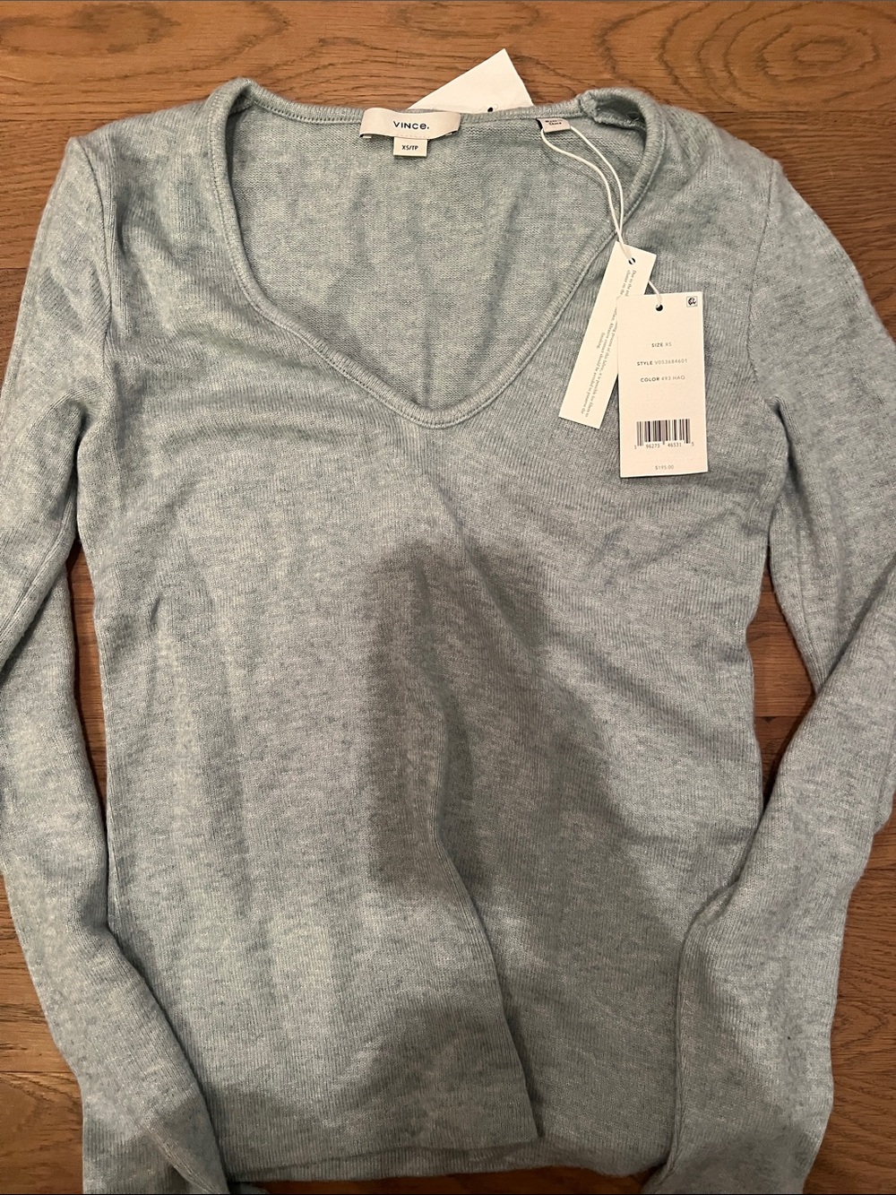Vince Powder Blue V-Neck Long Sleeve Sweater